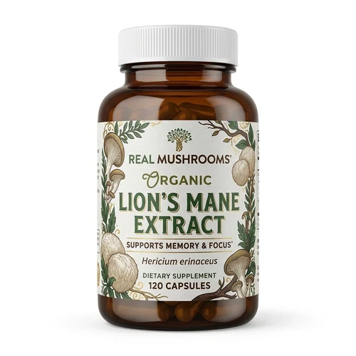 Real Mushrooms Organic Lion's Mane Fruiting Body Extract Bottle